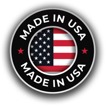 trailex-aluminum-trailer-made-in-usa Circular emblem, with “Made in USA” running around the perimeter of the shape. In the center is an American flag.